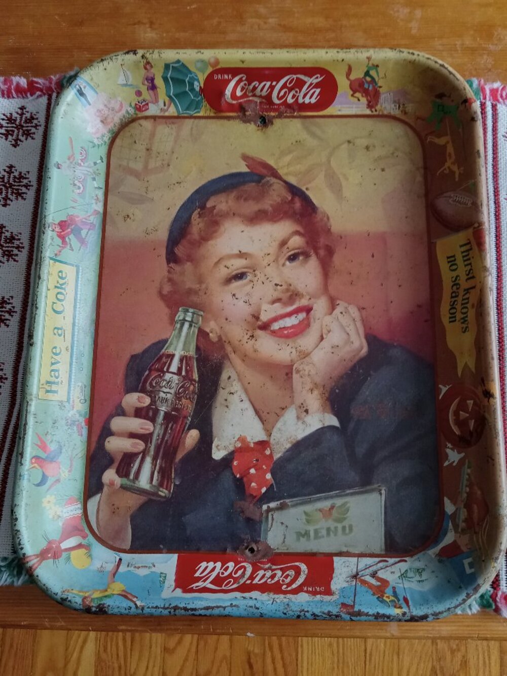 Vintage Have a Coke metal serving tray in fair condition